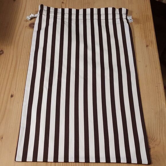 Henri Bendel Dust bag striped brown white Drawstring purse protector shoe - Picture 2 of 7